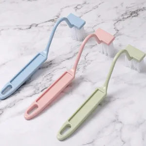 Japanese Style Curved S-Shaped Toilet Brush Household Long Handle Soft Bristle Plastic Cleaning Brush For Bathroom Toilet