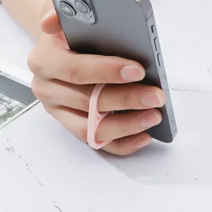 Silicone phone finger holder ring grip for comfortable one-handed use and anti-drop protection.