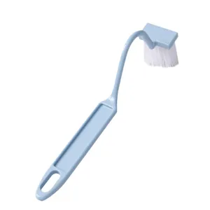 Japanese curved toilet brush with long handle and soft bristles for bathroom cleaning main view