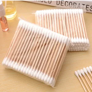Double Headed Wooden Cotton Swabs Household Hygiene Cleaning Makeup Removal Cotton Buds For Daily Care Ear Cleaning