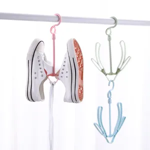 Égouttoir à Chaussures en Plastique Coupe-Vent Multifonctionnel Rotatif Balcon Cintres Support de Rangement Organisateur Crochet de Chaussure