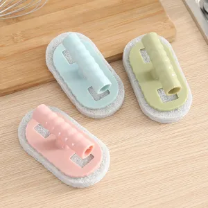 Spugna di pulizia con manico per cucina e bagno, set di 3 pratici strumenti per la casa.