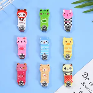 Cute cartoon animal nail clipper set, portable metal manicure tools with colorful designs.