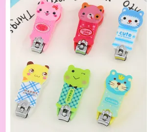 Cute cartoon animal nail clipper detail, colorful portable metal and plastic manicure tool.
