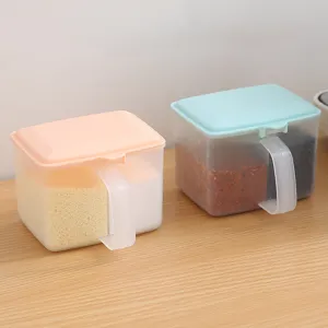 Boite de rangement en plastique pour epices de cuisine avec couvercle et poignee pratique