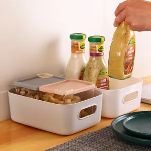 Boîte de rangement de bureau en plastique organisateur de cuisine avec couvercle