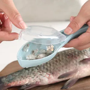 Handlicher Fischschuppen-Schaber mit klarem Deckel für einfache Küchen-Meeresfrüchte-Reinigung.