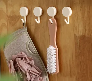 Crochets muraux blancs autocollants de style nordique pour la salle de bain, design sans trace.