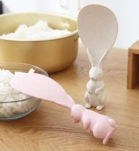 Standing cute rabbit rice spoon, non-stick paddle for kitchen, home rice cooker tool.