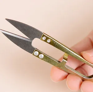 Stainless steel U-shaped thread clippers for sewing, embroidery and yarn trimming main view