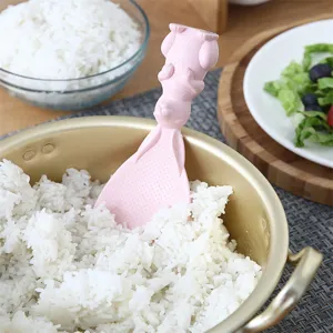 Cute standing rabbit rice paddle, non-stick plastic rice spoon for kitchen and cooker.