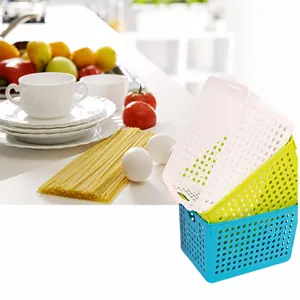 Plastic hollow storage basket desktop organizer multi-color home kitchen sundries storage box