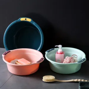 Thickened Plastic Wash Basin Household Student Dormitory Laundry Basin Hanging Hole Color Block Daily Home Use