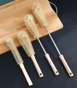 Long handle cup cleaning brush set wooden handle bottle brush kitchen glass cleaning tool
