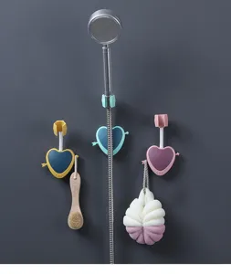 Heart-shaped shower head holder punch-free adjustable wall mount bathroom shower base bracket 3pcs