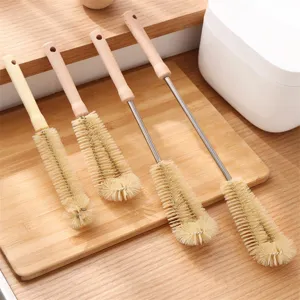 Long Handle Wooden Cup Brush Bottle Cleaning Brush For Kitchen Glass Cups And Baby Bottles Deep Cleaning Tool