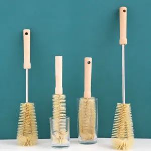 Long handle wooden cup brush kitchen glass cleaning tool bottle cleaning brush set daily use.