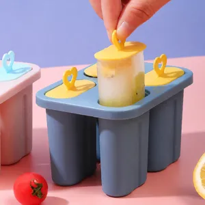 4-Grid Eis am Stiel Form mit Herzgriff DIY hauseigene Eismaschine Küchenwerkzeug
