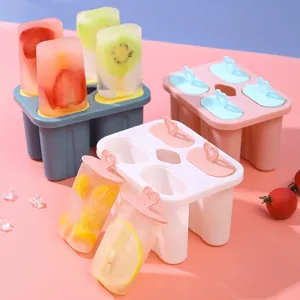 4-Teilige Eismassen Form mit Herzgriffen fur hausgemachte Fruchte Eiswuerfel und Eiscreme.
