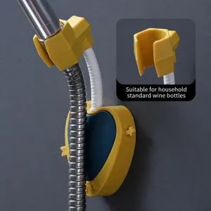Heart-shaped punch-free adjustable shower head holder, durable bathroom shower accessory.