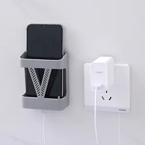Wandmontierter Handyhalter Aufbewahrungsbox grauer Kunststoff Handy Ladehalterung Ständer