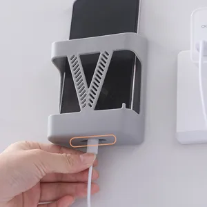 Wandmontierter Handy-Ladehalter Aufbewahrungsbox, lochfreier Fernbedienungs-Organizer.