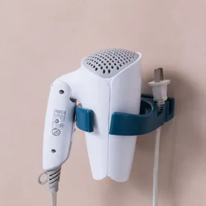 Wall-mounted hair dryer holder bathroom punch-free rack organizer storage shelf for home