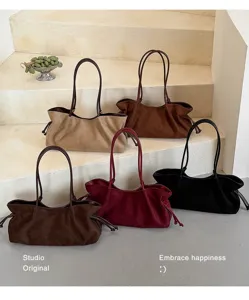 Maillard shopper tas voor dames vintage suède schoudertas grote capaciteit onderarmtas