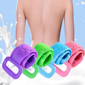 Silicone Back Scrubber Bath Brush Double Sided Body Exfoliator with Handles for Shower