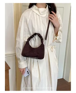 Sac a main femme daim hobo bandouliere retro decontracte marron sac sous bras chic elegant