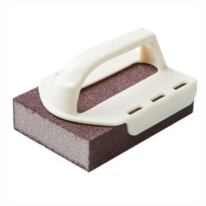 Kitchen cleaning sponge with plastic handle, abrasive block for pot rust removal main view product