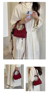 Femme vintage daim hobo sac à bandoulière rétro décontracté sac porté épaule poignée froncée.