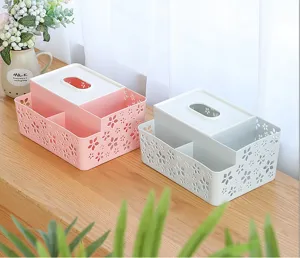 Caja de panuelos de escritorio multifuncional organizador control remoto de plastico