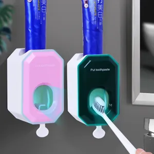Wall Mounted Automatic Toothpaste Dispenser Punch Free Toothpaste Squeezer Bathroom Storage Holder