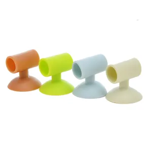 Silicone suction door stopper wall protector detail view, multi-color household accessory