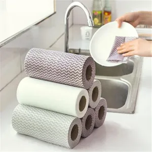 Chiffons de nettoyage de cuisine jetables, torchons non tissés en rouleau, absorbants et huiles.