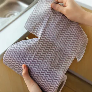 Chiffon de nettoyage de cuisine jetable, chiffon anti-huile, motif à vagues grises.