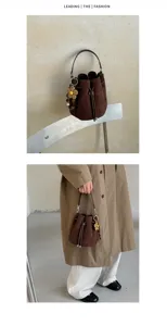 Retro gefrostete Leder Kordelzug Eimer Tasche vielseitige weiche Umhängetasche Handtasche