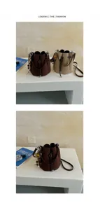 Herbst minimalistische weiche Kordelzug Eimer Tasche lässige Umhängetasche Damen.