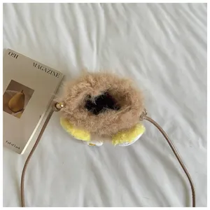 Süße Plüsch Umhängetasche für Damen, winterwarme flauschige Handytasche mit elegantem Gurt.