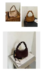 Sac porté épaule en suédine pour femme vintage poignée froncée sac besace chic