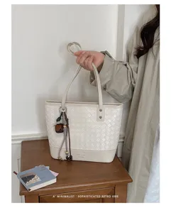 Geweven Shopper Dames Grote Capaciteit Schoudertas Minimalistisch Retro Elegante Handtas