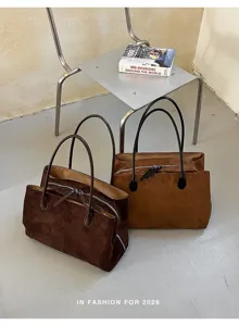 Suède shopper tas voor dames, grote schoudertas, retro stijl handtas voor dagelijks gebruik.