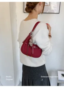 Borsa a tracolla da donna intrecciata rossa retrò moda sotto le ascelle borsa casual
