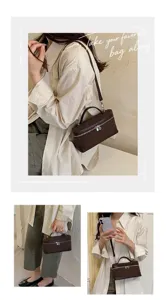 Vintage brown suede crossbody vanity bag for women, stylish autumn winter casual handbag.