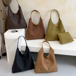Borsa Tote Intrecciata da Donna Grande Capacità in Pelle PU Borsa a Spalla Moda Classica Hobo Borsetta Con Pochette Interna