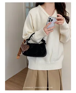 Retro pleated leopard print handbag women stylish cloud bag autumn winter shoulder purse