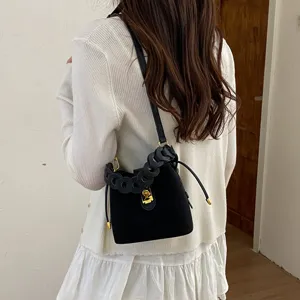 Borsa a secchiello nera casual da donna elegante borsa a tracolla moda borsa quotidiana
