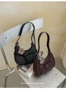 Borsa a spalla retrò intrecciata da donna, elegante borsa vintage da lavoro con fiore.
