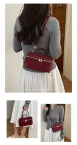 Retro velvet vanity shoulder bag detail view, stylish burgundy crossbody purse for women.